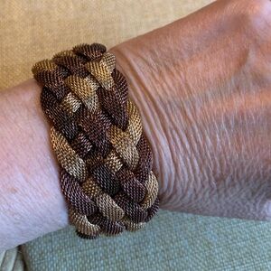 Woven Gold Silver Black Mesh Metal Fashion Statement Chunky Bracelet